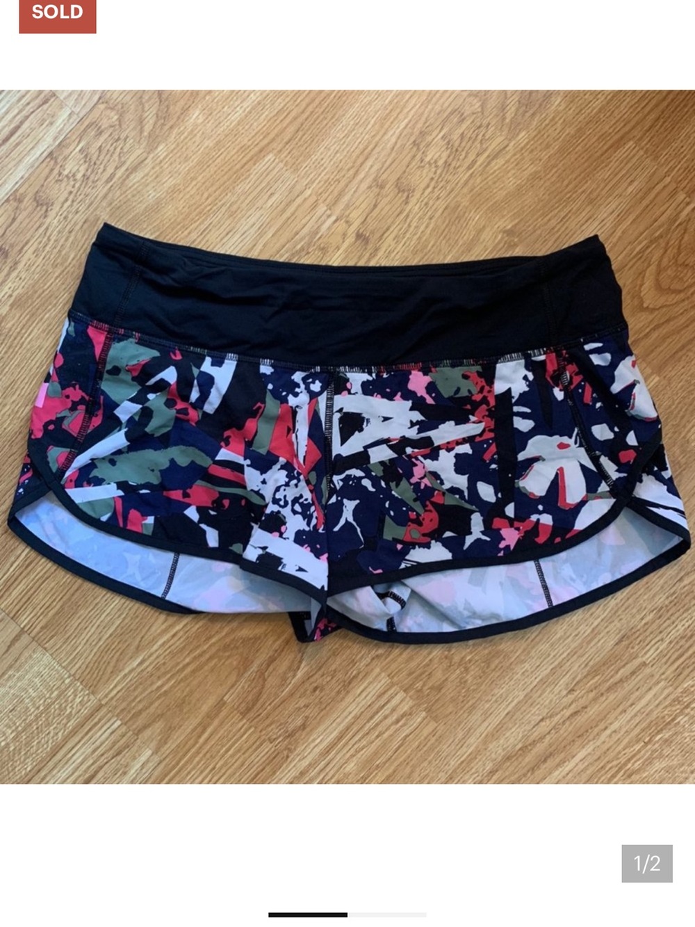 lululemon athletica Black Multi-Print Running Shorts